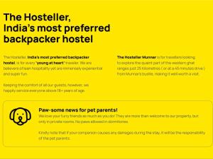 a yellow page of a website with a dog icon at The Hosteller Munnar in Munnar