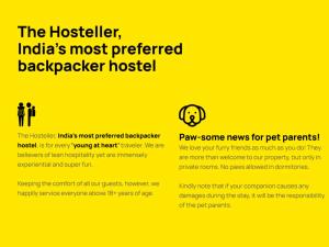 a yellow sign that says the hostelier includes most preferred backpacker hospital at The Hosteller Chikmagalur in Chikmagalūr