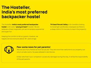 a screenshot of a website with the hostelier indias most preferred backpacker at The Hosteller Kasol, Parvati Valley in Kasol