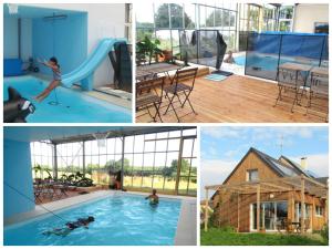 a collage of pictures of a pool and a house at Au Paradis des 4 Saisons in Héric +20 photos