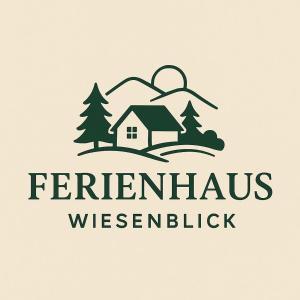 a logo of a house and trees and a mountain at Ferienhaus Wiesenblick in Hüttenrode