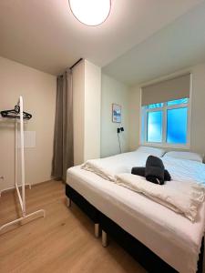 ベルゲンにあるAurum Bergen Apartmentの大きなベッドと窓のある寝室