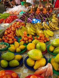 a display of fruits and vegetables on a table at Sigatoka Town Home in Coral Coast in Singatoka
