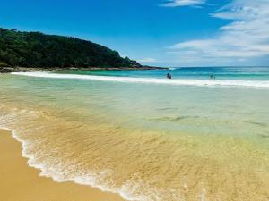 a beach with people swimming in the ocean at Milton Village Retreat - secluded comfort in Milton
