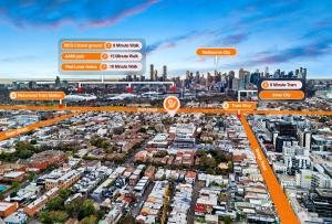 an overhead view of a city with many street signs at Richmond Royale walk to the MCG Swan St & Bridge Road in Melbourne