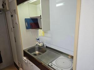 東京にあるホテルレスポワール405の小さなキッチン(シンク、鏡付)