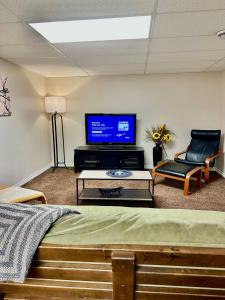 TV a/nebo společenská místnost v ubytování Beautiful Suite Fenced yard Kitchen Laundry