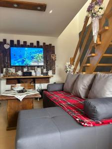 a living room with a couch and a television at Kuća za odmor "Vila Marina" in Klokočevik