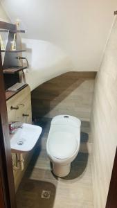 クエンカにあるSan Diego Bosque Suites Estacionamiento Incluidoのトイレと洗面台付きのバスルーム +13枚の写真