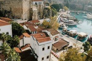 a view of a harbor with boats in the water at Boho Style Flat with Free WiFi Near Kaleici & AVM in Antalya