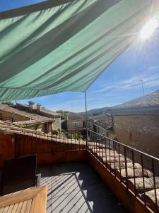 a view from the balcony of a house at Beautiful Village Silk House, with terrace in Collias