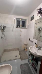 a bathroom with a shower and a sink at Al Centro Storico in Campoli Appennino +46 photos