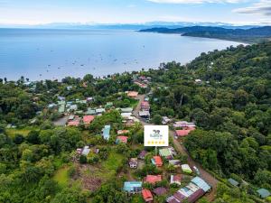 an aerial view of a town next to a body of water at Santos Place in Drake