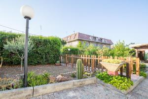 a garden with a fence and a bench and a cactus at Selene BeB in Casalbordino