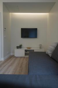 een slaapkamer met een bed en een tv aan de muur bij Rosa Garden Retreat in São Roque