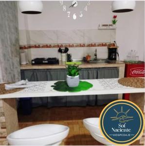 a kitchen counter with a white toilet in a kitchen at Alojamiento Sol Naciente in Puerto Triunfo +19 photos