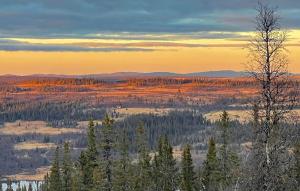 a view of a field with trees and the sunset at 4 Bedroom Lovely Home In Nord-Torpa - N31585 in Nord Torpa +12 photos