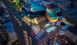 an overhead view of a building with a swimming pool at The Edge Infinity in Pattaya