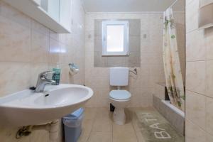 a bathroom with a sink and a toilet and a window at Apartments by the sea Sucuraj, Hvar - 22494 in Hvar