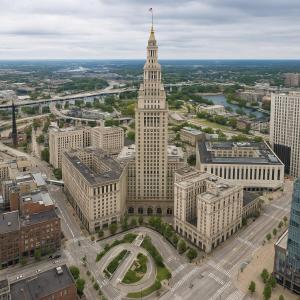 Vedere generală la Cleveland sau o vedere a orașului de la acest apartament