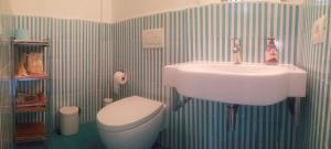 a bathroom with a sink and a toilet at Villetta Punta Ala in Punta Ala +19 photos