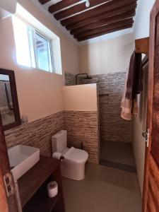 a bathroom with a toilet and a sink at DOGO E ILARIA Bed & Breakfast in Nungwi +81 photos