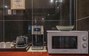 een aanrecht met een magnetron en een blender bij Song-Jeong Bay Hotel in Busan