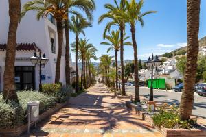 una calle bordeada de palmeras en un pueblo en San Juan de Capistrano, 2 bedroom, en Nerja
