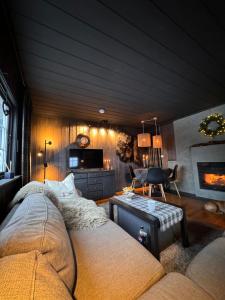 Χώρος καθιστικού στο Charming cabin with lovely views at Geilo
