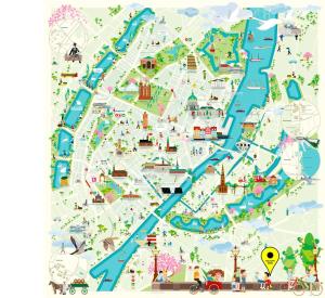 a map of the city of paris with attractions at Homely 5 Person Apartment in Amager in Copenhagen