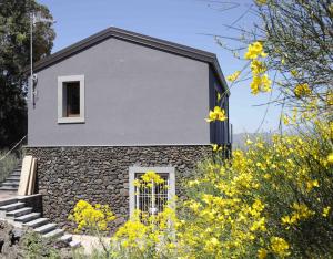 a house with a window and yellow flowers at EcoAgriturismo Notti Stellate Etna Mare in Mascali +70 photos