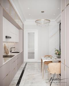 Η κουζίνα ή μικρή κουζίνα στο Modern Stroy Apartment Stylish & Affordable