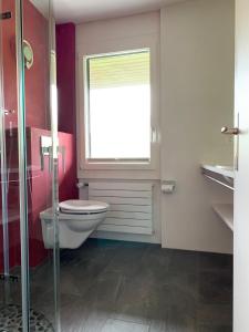 ein Badezimmer mit Toilette und Fenster in der Unterkunft LaVida Star in Blumenstein + 21 Fotos