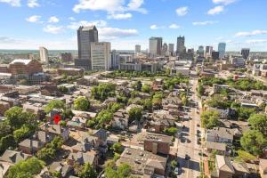 an aerial view of a city with buildings at Short North Convention Private Parking Pets! in Columbus