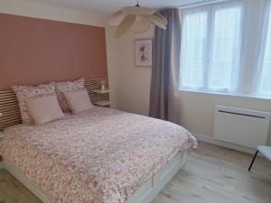 a bedroom with a bed and a window at Charmant T2- Besançon hyper centre in Besançon