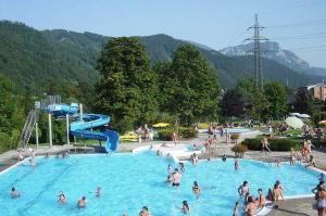a group of people in a swimming pool at Relaxation in a Tiny House in Pernegg an der Mur