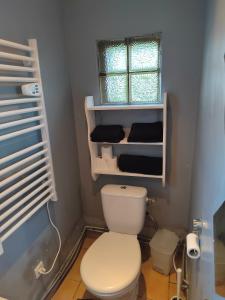 een badkamer met een wit toilet en een raam bij Maison mignonne in Hirson +13 foto's