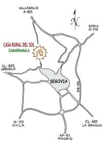 a map showing the location of csaural da soil at Casa Rural del Sol in Zamarramala