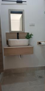a bathroom sink with a mirror on a wall at Sunčani apartman - Studio - 3 in Krupanj +1 photo