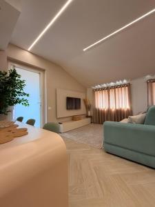 チニゼッロ・バルサモにあるHana Luxury Rooftop Milano Nordのソファとテレビのあるリビングルーム