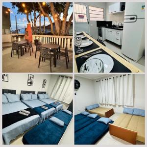 a collage of pictures of a kitchen and a living room at Casa Família no Parque Edu Chaves in Sao Paulo