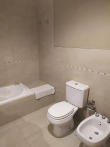 a white bathroom with a toilet and a sink at BAHIA GRANDE DE NORDELTA Monoambiente 40 m2 in Benavídez +6 photos