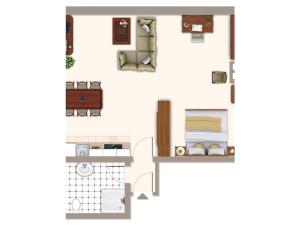 a floor plan of a small apartment with a kitchen at Hiltrup Stübchen in Amelsbüren