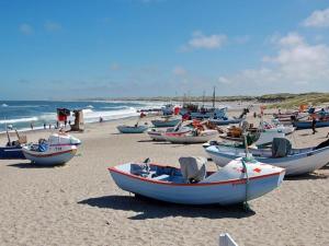 een groep boten op een strand bij Holiday home in Thisted with swimming pool in Nørre Vorupør