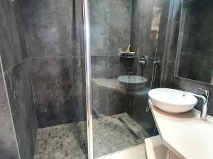 a bathroom with a shower and a toilet and a sink at Appartement 3 pièces avec terrasse et garage, climatisation et wifi - Sainte-Maxime - FR-1-780-27 in Sainte-Maxime +9 photos