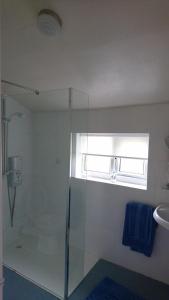 un bagno con doccia in vetro e lavandino di Garden Cottage a Gartocharn Altre 12 foto