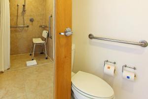 a bathroom with a toilet and a shower at One Queretaro Aeropuerto in Querétaro