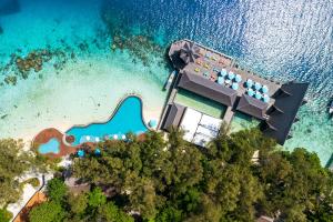 an aerial view of a resort on a beach at Sepa Island Resort in Pulau Tondan Barat