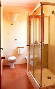 OtricoliにあるB&B Il Colleのバスルーム(トイレ、ガラス張りのシャワー付)