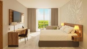 Giường trong phòng chung tại Hyatt Place Cancun Airport